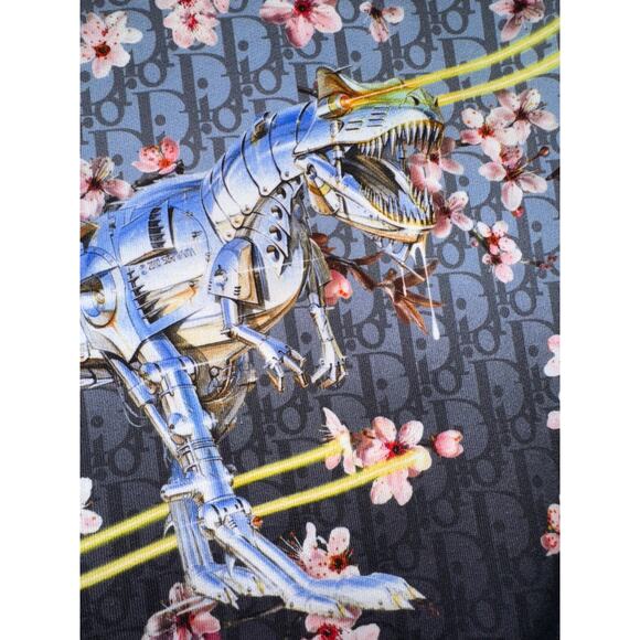 Dior x Sorayama Kim Jones Dinosaur Cherry Blossom Oblique Logo Hoodie M Medium - Picture 8 of 16